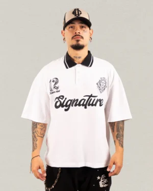 Camiseta Polo Oversize Signature White