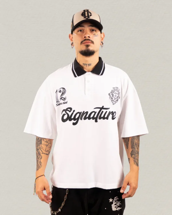 Camiseta Polo Oversize Signature White