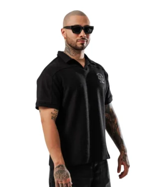 Polo Relaxed Fit Texturizado Black