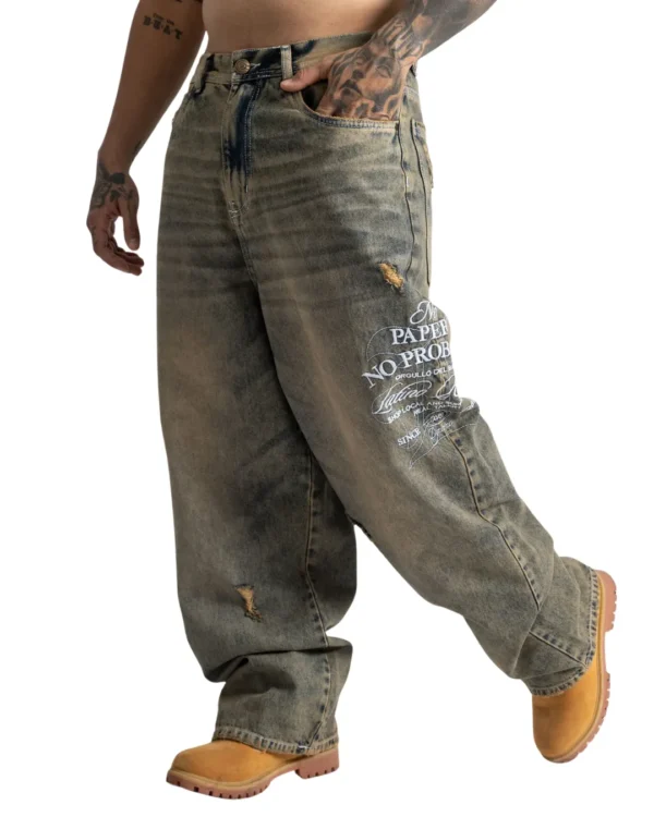 Jean Baggy "Jager Denim - Moss Green Lettering"