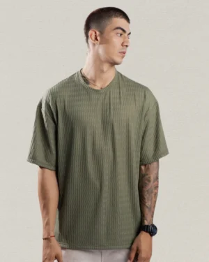 Camiseta Oversize Texturizada "Olive Weave"