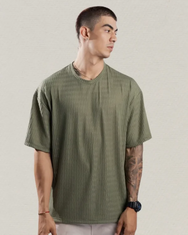 Camiseta Oversize Texturizada "Olive Weave"