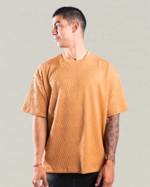 Camiseta Oversize Mustard Wave Texture