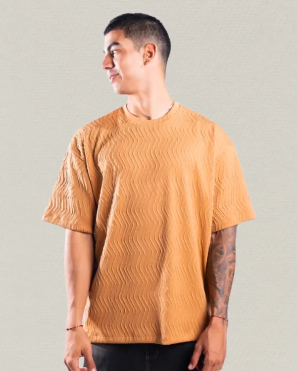 Camiseta Oversize Mustard Wave Texture