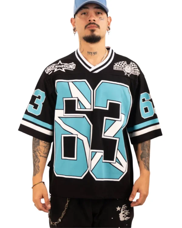 Camiseta Oversize Vegas Nevada Black/Cyan