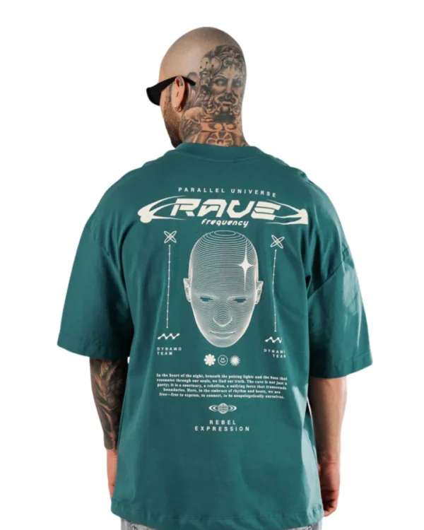 Camiseta Oversize Rave Frequency Olive