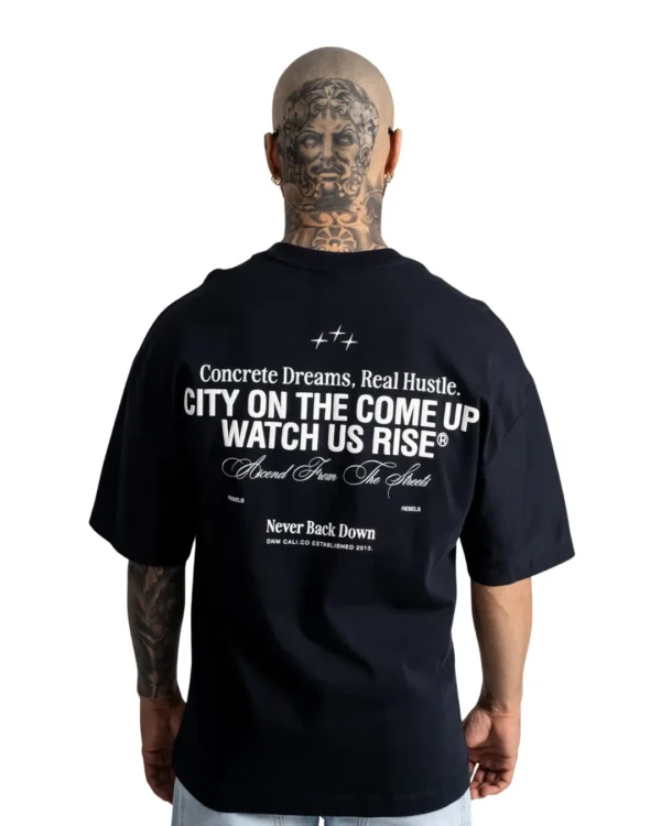 Camiseta Oversize Never Back Down Navy