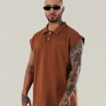 Camisilla tipo polo café Camisilla tipo polo café