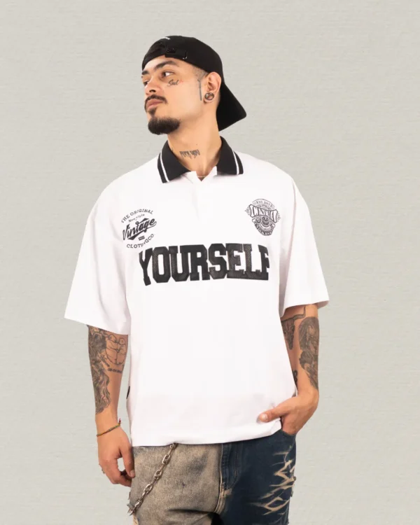 Camiseta Polo Oversize Yourself White