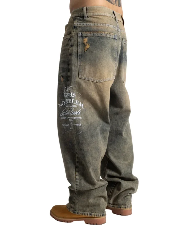 Jean Baggy "Jager Denim - Moss Green Lettering"