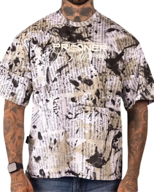 Camiseta Oversize Prisoner Newspaper Full Print
